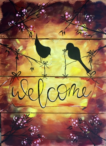 A Wood Pallet Warm Welcome paint nite project by Yaymaker