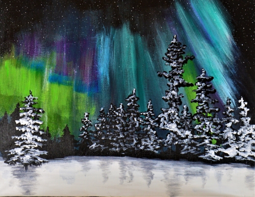 A Lights Dancing in Winter paint nite project by Yaymaker