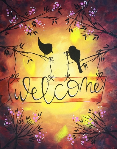 A Warm Welcome Birdies paint nite project by Yaymaker