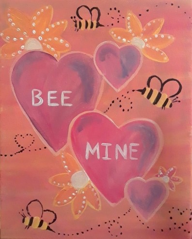 A Hearts Bee Mine paint nite project by Yaymaker