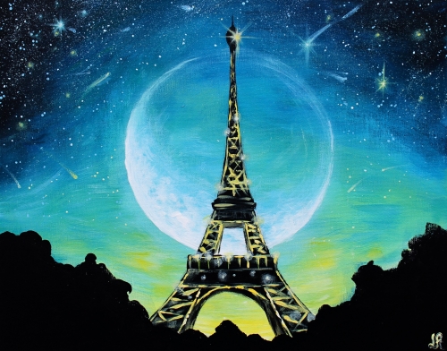 A Moonlit Glowing Paris paint nite project by Yaymaker