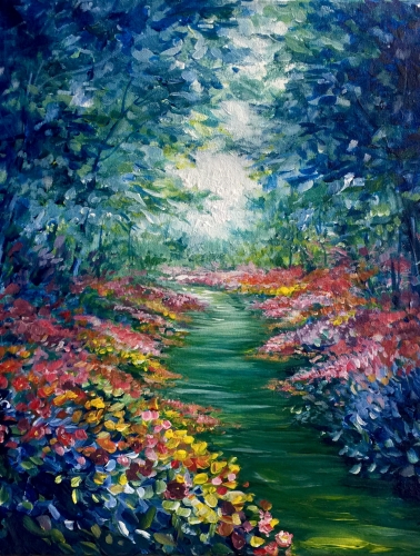 A Garden Path of Colors paint nite project by Yaymaker