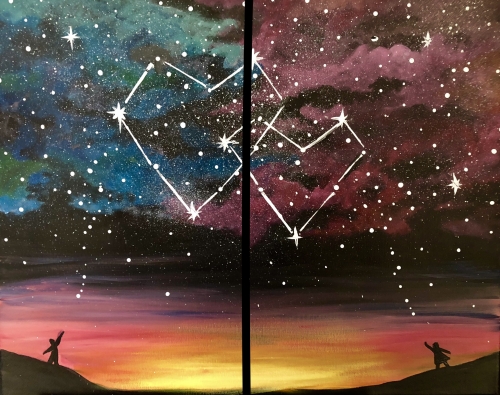 A Written in the Stars  Partner Painting paint nite project by Yaymaker