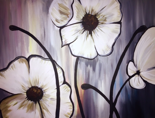 A Whimsical Poppy Flowers paint nite project by Yaymaker