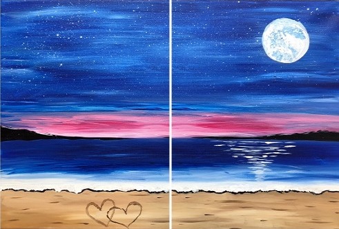 A Love by the Sea Partner Painting paint nite project by Yaymaker