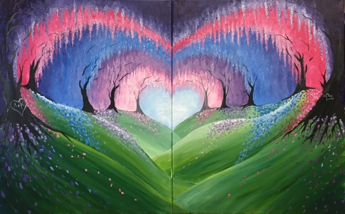 A Romantic Valentine Stroll PARTNER PAINTING paint nite project by Yaymaker