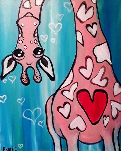 A Love Filled Giraffe paint nite project by Yaymaker