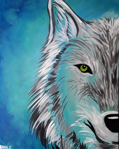A Howl Blue Wolf paint nite project by Yaymaker