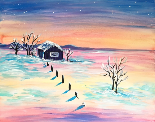 A Winter Farm paint nite project by Yaymaker