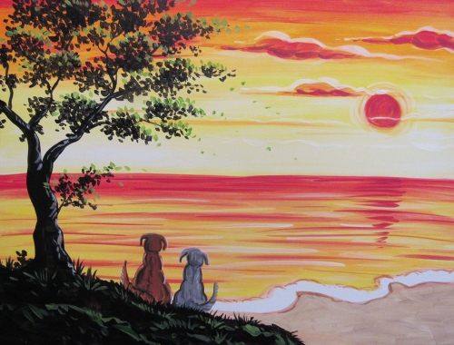 A Dogs Sun Gazing paint nite project by Yaymaker