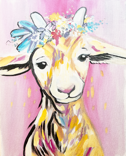 A Floral Farm Baby Goat paint nite project by Yaymaker