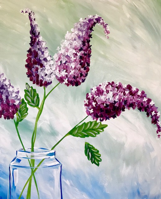 A Farm Table Lilacs paint nite project by Yaymaker