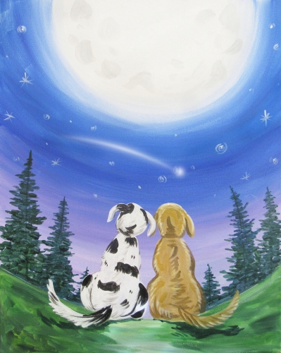 A Dogs Star and Moon Gazing paint nite project by Yaymaker