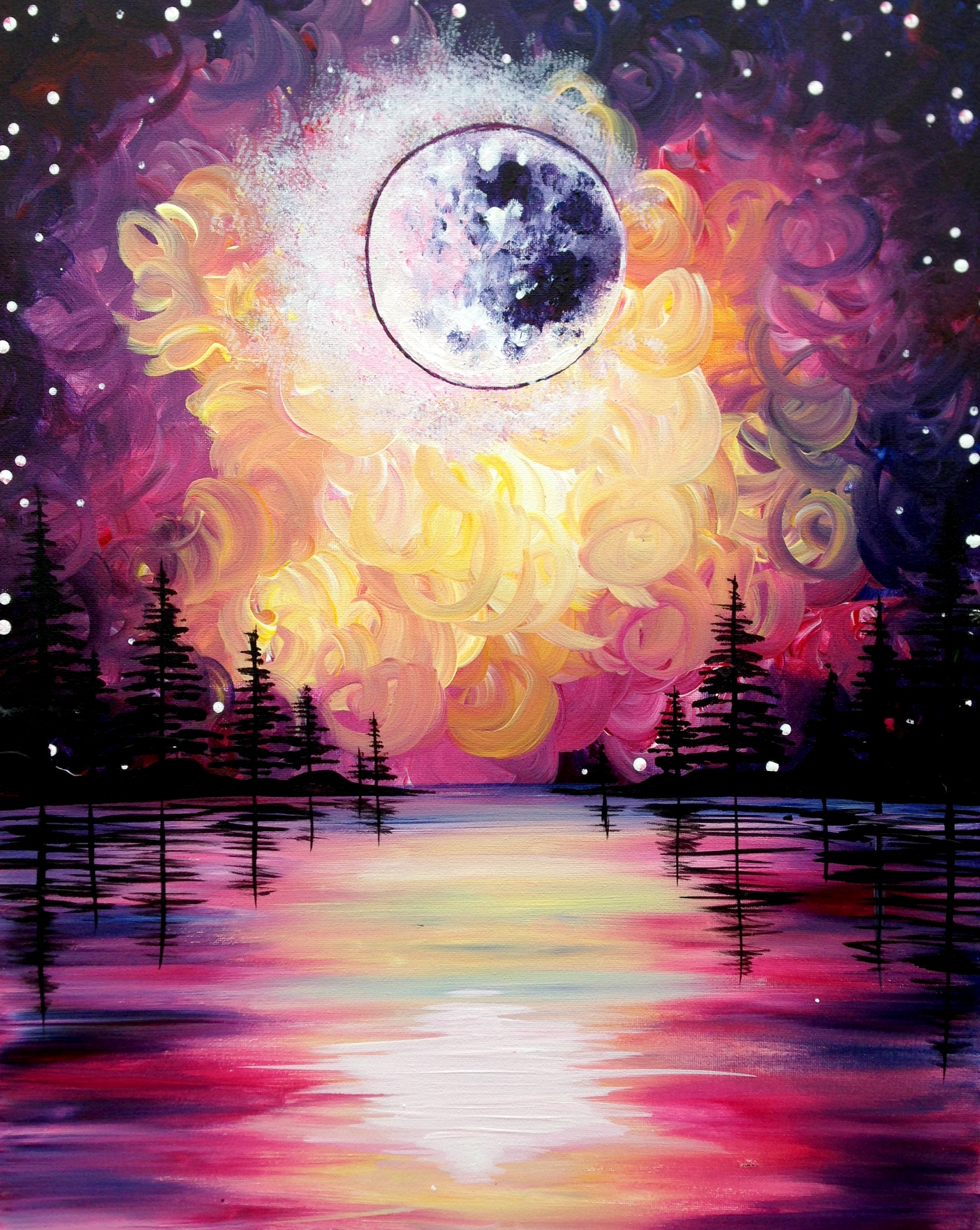 A Moonrise on the Water paint nite project by Yaymaker