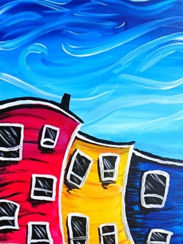 A Windy Downtown Day paint nite project by Yaymaker