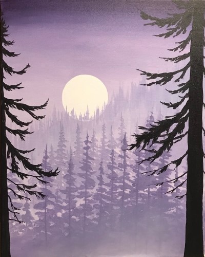 A Lavendar Misty Mountain paint nite project by Yaymaker