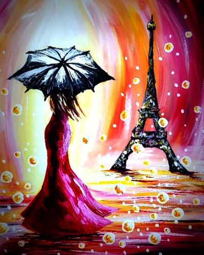 A Paris Umbrella paint nite project by Yaymaker