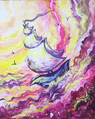 A Sail into a Fairytale paint nite project by Yaymaker