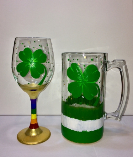A A Splash of St Pattys Drinkware paint nite project by Yaymaker
