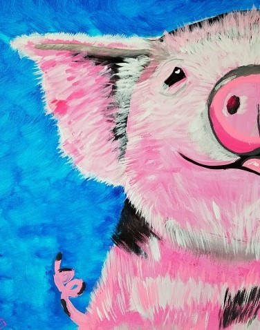 A Piglet Kisses paint nite project by Yaymaker