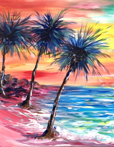A Pink Sand Paradise paint nite project by Yaymaker