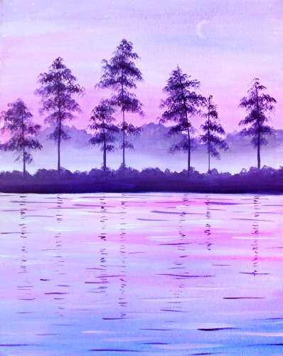 A Misty Lake paint nite project by Yaymaker