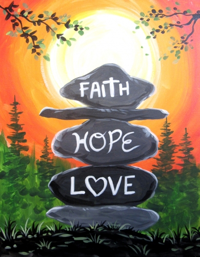A Faith Hope and Love paint nite project by Yaymaker