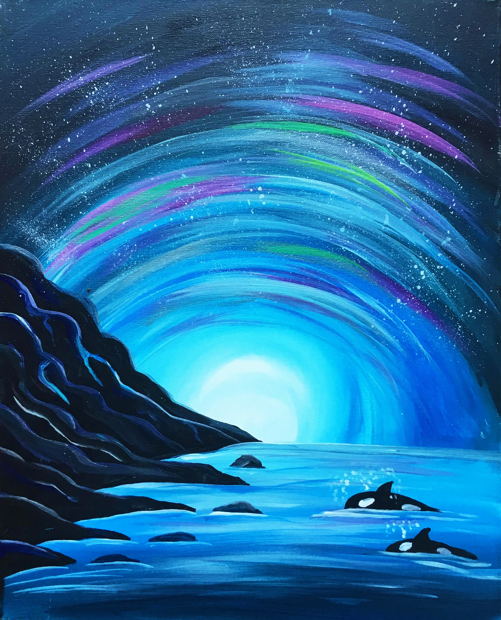 A West Coast Orca Pod paint nite project by Yaymaker