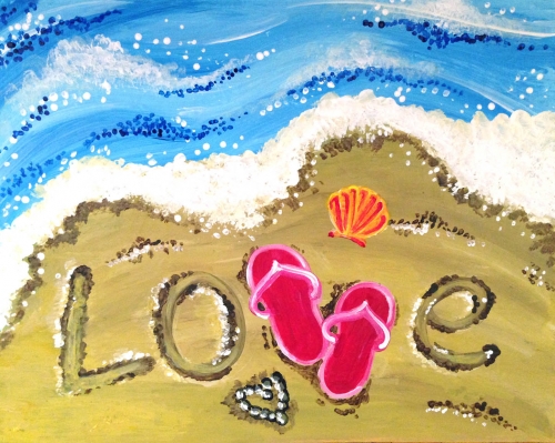 A Flip Flop Beach Love II paint nite project by Yaymaker
