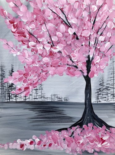 A Pink Cherry Blossom Tree paint nite project by Yaymaker
