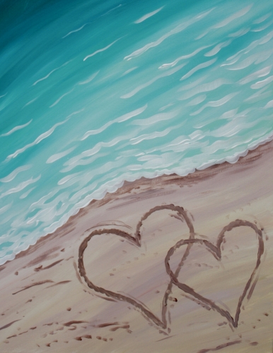 A Two hearts in the sand paint nite project by Yaymaker