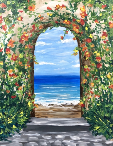 A Tropical Ocean Arch paint nite project by Yaymaker