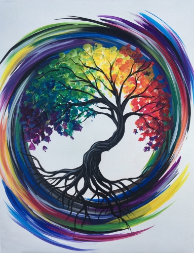 Paint Nite Rainbow Tree of Life with Joyce of Art Creative Magic