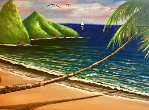 A Paradise Beach Vacation paint nite project by Yaymaker