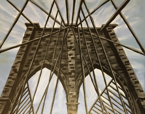 A A View from the Brooklyn Bridge paint nite project by Yaymaker