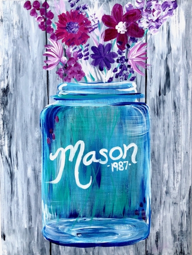 A Mason Jar Blossoms paint nite project by Yaymaker