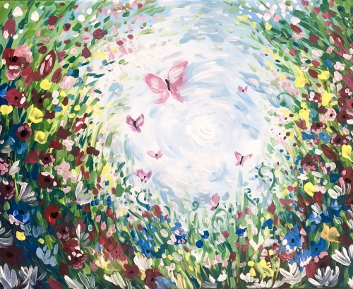 A Butterfly Garden Surprise paint nite project by Yaymaker