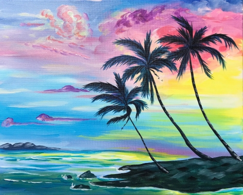 A Palm Tree Daze paint nite project by Yaymaker
