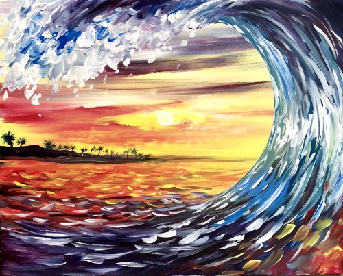 A Sunset Sea Curl paint nite project by Yaymaker
