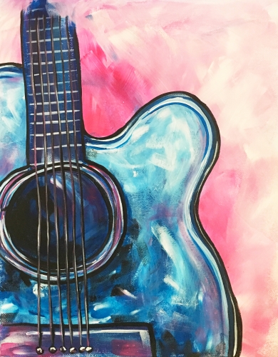 A Electric Blue Guitar paint nite project by Yaymaker