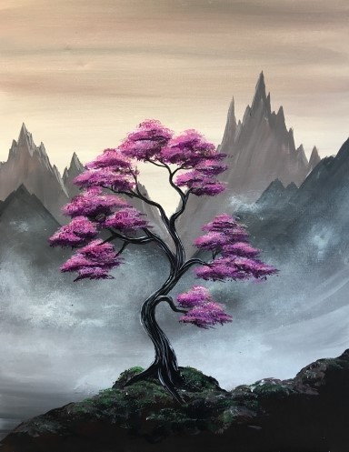 A Misty Mountain Top II paint nite project by Yaymaker
