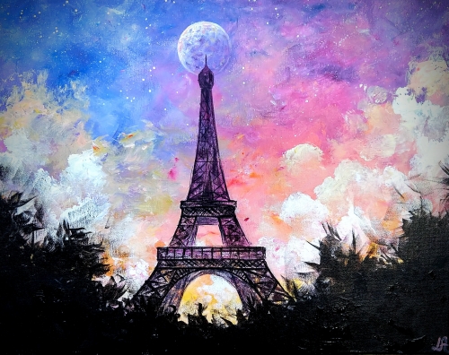 A Colorful Evening in Paris paint nite project by Yaymaker