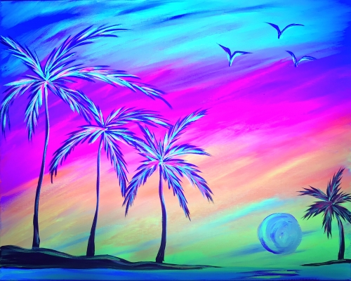 A Glowing Palm Paradise Black Light paint nite project by Yaymaker