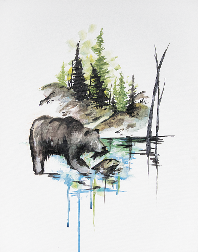 A Claire The Bear In Mountain Air paint nite project by Yaymaker