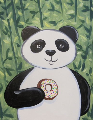 A Donut Eating Panda paint nite project by Yaymaker
