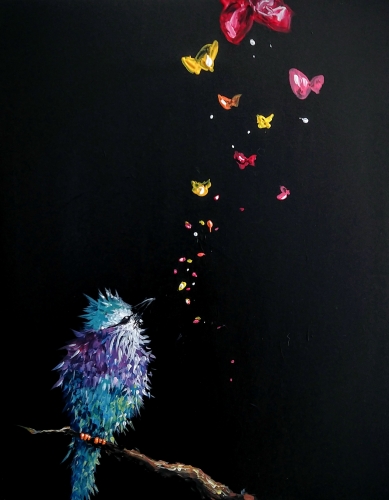 A Bird and Butterflies paint nite project by Yaymaker