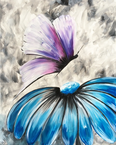 A Flower and Butterfly paint nite project by Yaymaker