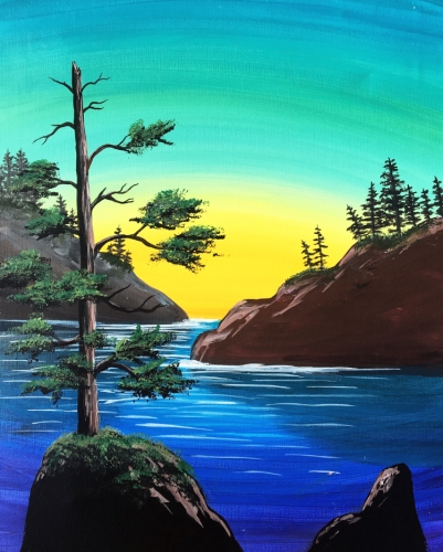 A Calming Coastline paint nite project by Yaymaker