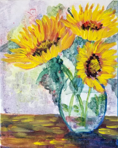 A Sunflowers In Watercolor paint nite project by Yaymaker