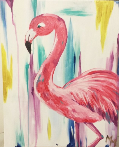 A Pinky the Flamingo paint nite project by Yaymaker